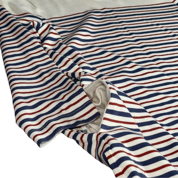 Marine Layer size small cream mini dress blue & red stripes 3/4 sleeve & pockets - Picture 8 of 16